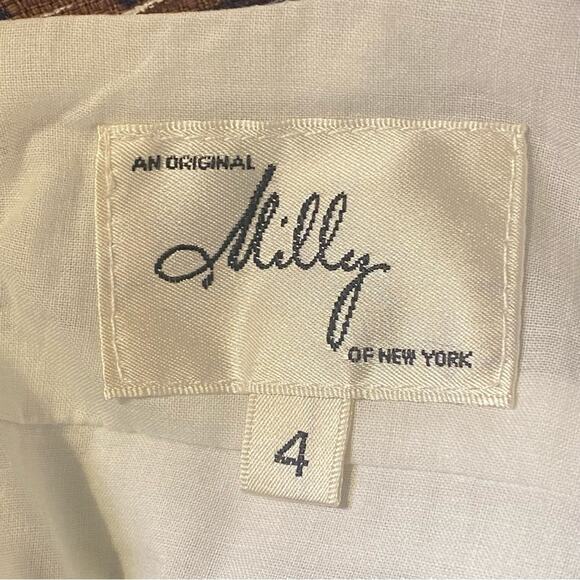 Milly of New York Geometric Print Blue Brown White Size 4 Pockets US… - Picture 8 of 9